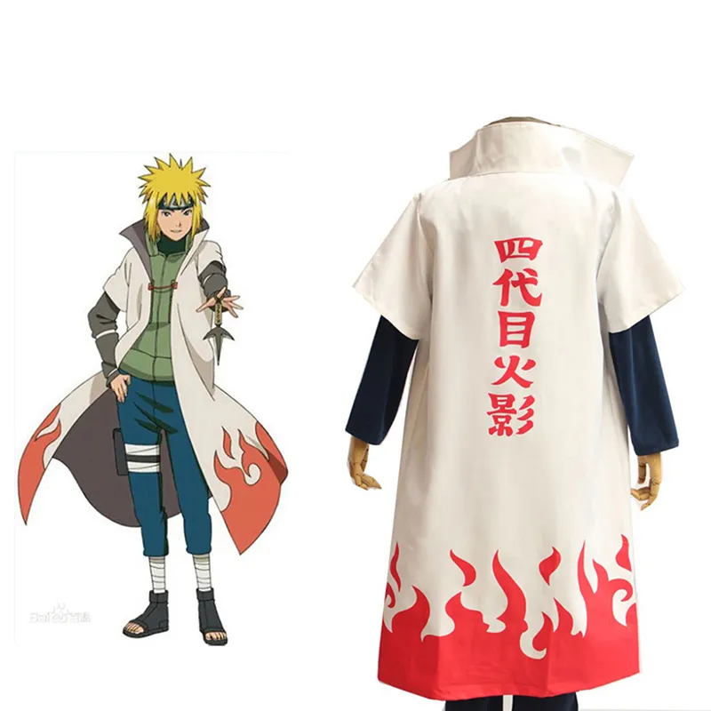 cadiav Anime Naruto Cosplay Cloaks Hokage Namikaze Minato Uniform Kakashi  Capes Costume 