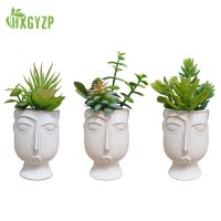 Artificial Plant Succulents Ceramic Creative Face Head Abstract Flower Potted Home Decoration Indoor Artwork Vase Fake Plants