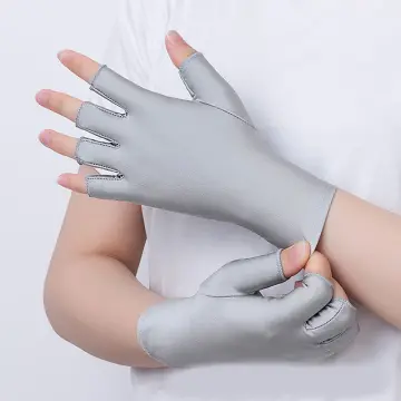 1 Pair Anti-slip Silicone Fingertip Opening Summer Gloves Logo Print Girls  Suncreen Ice Silk Thin Gloves For Autumn Winter
