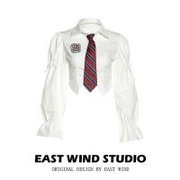 East WIND ชุดเดรสทรงเอ แขนยาว คอปกโปโล ปักลาย สไตล์อเมริกัน เอวสูง สําหรับผู้หญิงTH