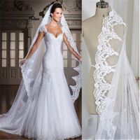 Long Full Edge Lace Bridal Veil 3 Meters 1 Layer Cathedral White Iovry Wedding Veil Wedding Accessories