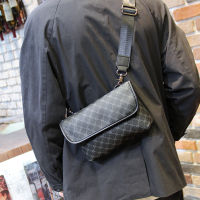 Fashion Plaid Men Bags Shoulder Crossbody Vintage Leather Messenger Bag For Male Black Single Man Shoulder Bag Sling Backpack