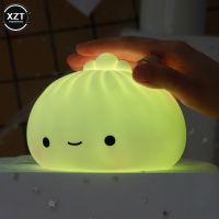 ▣✈ Cute LED Night Light Bun Dumpling Pat Lights Cartoon Bedroom Holiday Home Decoration Colorful Soft Lamp Christmas Children Gifts