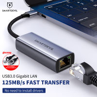 Smartปีศาจอะแดปเตอร์เครือข่าย USB 3.0ถึง RJ45อะแดปเตอร์อีเทอร์เน็ตตัวแปลง Type C 1000Mbps สำหรับ Windows Macbook Asus Lenovo