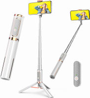 Selfie Stick Tripod Colorlizard Selfie Stick Tripod with Remote, Aluminum Alloy Phone Tripod, Best Foldable Mini Extendable Tripod Stand 270° Rotation Compatible with iPhone/Android Travel Essentials White