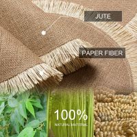 Burlap Round ided Placemats ชุด6สำหรับโต๊ะรับประทานอาหาร15นิ้วผ้าทอปอกระเจาทนความร้อน Natural Place Mat With Tasse