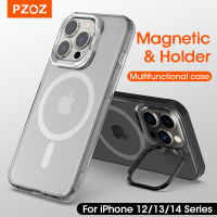 PZOZ ฝาครอบป้องกันเคสโทรศัพท์สำหรับ iPhone 14 13 12 Pro Max สำหรับ IPhone14 Plus ระบบชาร์จแม่เหล็กป้องกันเลนส์ที่วางโทรศัพท์ hixuanyazhuangx