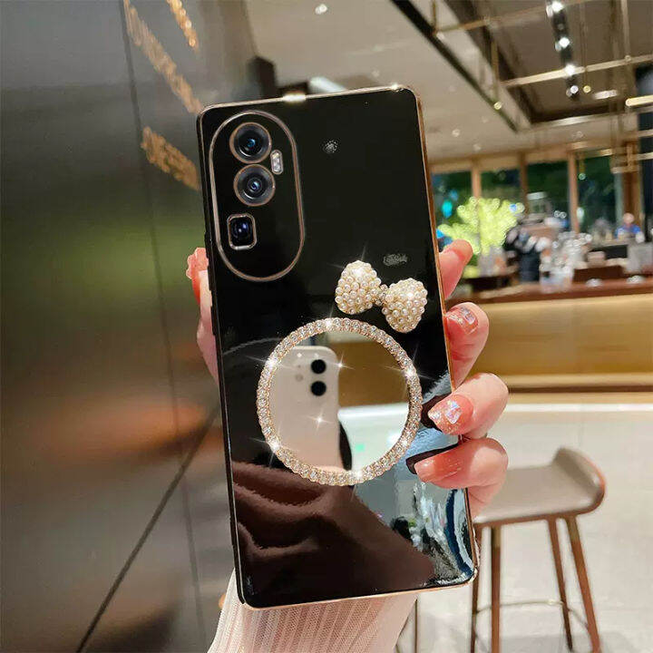 phone-case-เคส-oppo-reno10-pro-plus-5g-oppo-a78-nfc-4g-เคสซิลิโคนนิ่มป้องกันการตกพร้อมไทโบว์ติดมุกกระจกแต่งหน้า2023ขายดี