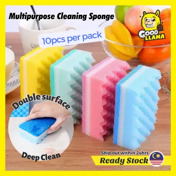 12pcs/pack High-density Kitchen Cleaning Sponge Brush, Dishwashing