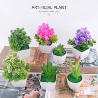 【CC】 Plantas artificiales bonsái maceta de árbol simulado pequeño flores falsas adorno en para mesa oficina decoración jardín y hogar