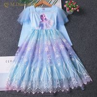 Spring and Autumn Girl Dress Frozen Elsa Snow Queen Party Princess Dress with Beautiful Cape Halloween Birthday Suit Girl  by Hs2023