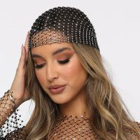 【YF】 Stonefans Luxury Rhinestone Head Scarf Hair Accessories for Women Hollow Mesh Crystal Cap Headband Nightclub Jewelry Gift