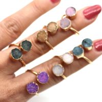 Exquisite Natural Stone Small Round Crystal Ring 8mm Open Ring Adjustable Charm Jewelry Fashion DIY Accessories Gift Festival