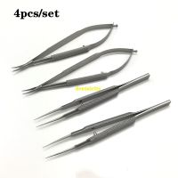 4Pcs/Set Ophthalmic Microsurgical 12.5Cm Scissors+Needle Holders +Tweezers Stainless Steel Surgical Tools