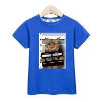 COD DDDGRYTRY เสื้อยืดแขนสั้นท็อปส์สำหรับเด็กBad cat T-shirt for child