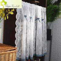 【HOT】○◇✶ Floral Sheer Short Curtains for Bookshelf Embroidery Tulle Valance Farmhouse Sliding Door Window Drapes