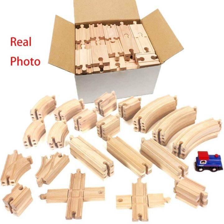 Wooden Train Track Accessories Cross Track Railway Toys Compatible All