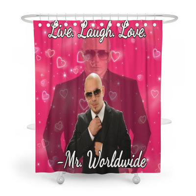 Mr Worldwide Says to Live Laugh Love Shower Curtain Set with Grommets and Hooks for Bathroom Decor