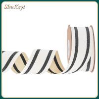 SHUKEYI 10Yards สีดำและสีขาว ริบบิ้นผ้าฝ้ายลายทาง แถบลายทาง 1นิ้วค่ะ ริบบิ้นผ้ากระสอบ งานฝีมืองานประดิษฐ์ ริบบิ้นผ้าลาย สำหรับการห่อของขวัญ