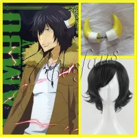 Anime HitmanReborn Katekyo Hitman Reborn Ranbo Lambo Cosplay Horns Hairpiece Headwear Halloween Cosplay Wigs Props Accessories