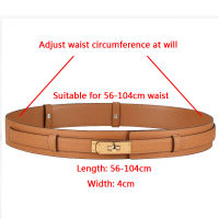 2022 New Luxury nd High Quality Women Real Leather 4cm Width Belts Golden Lock Buckle Dress Jeans Sweater Waistband Belt