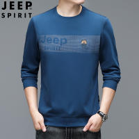 JEEP SPIRIT เสื้อสเวตเตอร์สำหรับผู้ชาย,เสื้อสเวตเตอร์คอกลมผ้าฝ้ายแขนยาวทรงหลวมเสื้อกีฬากลางแจ้ง