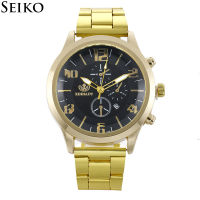 นาฬิกาข้อมือ Seiko สำหรับผู้ชายแฟชั่นดั้งเดิมสายรัดเหล็กนาฬิกาข้อมือควอทซสแตนเลสสตีลสวมใส่สบาย