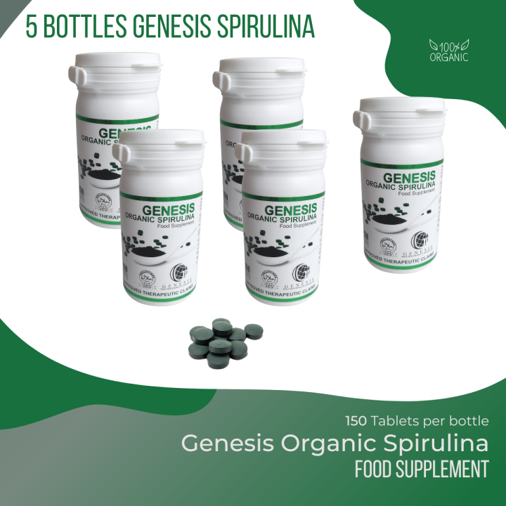Genesis Organic Spirulina 5 Bottle Super food Antioxidants FDA