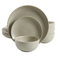 12-Piece Dinnerware Set, Cream Dinnerware Sets, Dinner Plates, Plates And Bowls Sets Round Plate