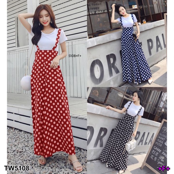 tw5108-set-สื้อ-เอี๊ยม-poka-dot