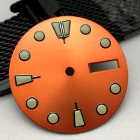 【YF】 Orange 28.5mm NH36 Watch Dial Green Luminous for Movement Modified Literal Abalone NO LOGO Dials