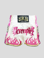 กางเกงมวย SKS กางเกงนักมวย กางเกงชกมวย มวยไทย Empire Fire (White/Pink) Short