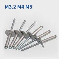 10/20/50/100pcs M3.2 M4 M5 Large Cap Open End Aluminum Blind Rivets Pull Cap Rivets Flat Round Head Split Brivets