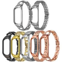 ◘ 304 Metal Band Diamond Strap For Xiaomi band Mi band 3/4/5/6 Stainless steel Replacement Watchbands bracelet buckle Wristband