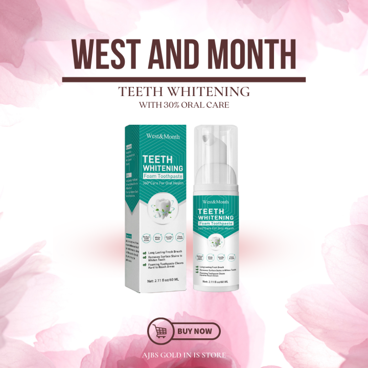 Effective WEST&MONTH Teeth Whitening Mousse Toothpaste 60ML Teeth