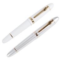 JINHAO 2ชิ้น159 18KGP 0.7มิลลิเมตรขนาดกลางกว้างปลายปากกาน้ำพุปากกาฟรีสำนักงานน้ำพุปากกาพร้อมกล่อง (เงินกับสีขาว)