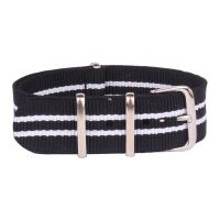 lumude Cambo Wholesale 20 mm Stripe Black White Woven Fiber watchband 20mm Nylon Watch Straps Wristwatch Band Buckle Cheap fabric