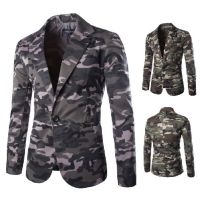 ZZOOI LUCLESAM Men Casual Camouflage Dress Blazer Mens One Button Slim Fit Suit Jacket blazer masculino costume homme