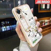 เคส JIUMOO สำหรับ OPPO Reno 8T 4G Reno 8T 5G A1 Pro 5G เคสลายการ์ตูนแฮปปี้ Pochacco สุดหรูเคสโทรศัพท์ชุบแฟชั่นเคสป้องกันลวดลายขอบสี่เหลี่ยมปลอกนิ่มเคสกันกระแทกเลนส์กล้องถ่ายรูปคลุมทั้งหมด