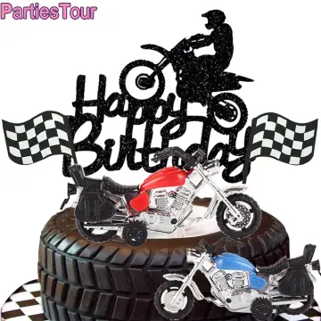 Motorcycle Racing Theme Birthday Cake Topper Extreme Sports Racing