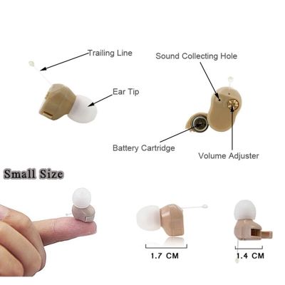 ZZOOI 1 Pair In Ear Hearing Aids Invisible Rechargeable ITE Adjustable Volume Tone Sound Amplifier Severe Loss For  Elderly Deaf