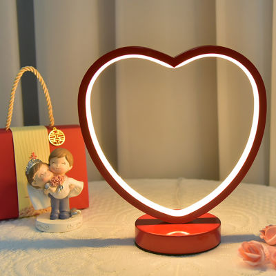 รูปหัวใจสีแดงโคมไฟตั้งโต๊ะรักโคมไฟ Led หนังสือขนาดเล็กไฟกลางคืนสำหรับงานแต่งงานห้องนอนข้างเตียงห้องแสงของขวัญวันวาเลนไทน์