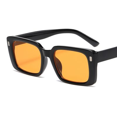 Square Sunglasses Woman Fashion Rivet Small Frame Brand Designer Black Orange Mirror Outdoor Sun Glasses Female Shades