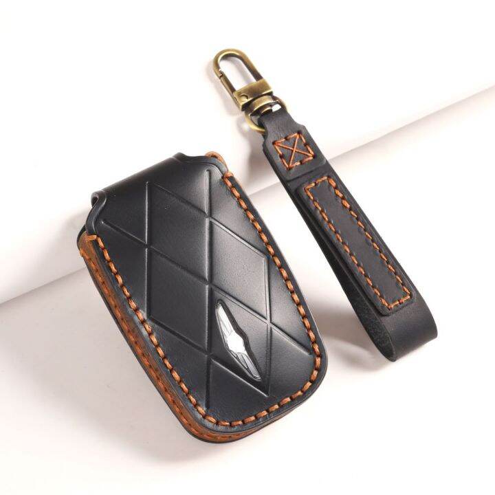 for-genesis-gv60-gv90-car-key-case-cover-shell-car-remote-key-handmade-top-layer-leather-accessories