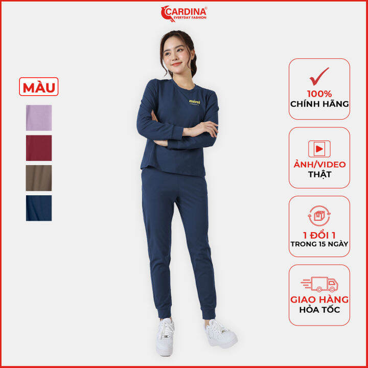 Đồ Bộ Thu Đông Nữ 𝐂𝐀𝐑𝐃𝐈𝐍𝐀 Chất Cotton Cao Cấp Áo Dài Quần Dài Suông  Dáng Thể Thao Năng Động 2Btf03 | Lazada.Vn