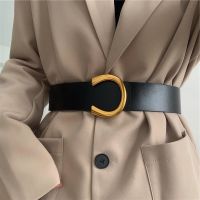 COD DSFRDGERGWR Punk Vintage Big Buckle Belts For Women New Design Black Waistbands Dress Lady Fashion Brown Wide PU Leather Waist Strap Coat