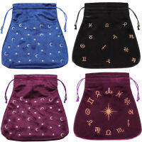 Tarot Decks Pouch Bags Drawstrings Medieval Game Costume Accessory Star Moon Cards Holder Velvet Divination Halloween Witch Prop