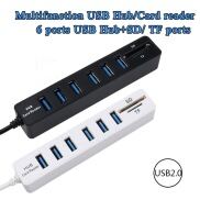 Bộ Chia USB 6 Cổng Bộ Chia Nhiều USB 2.0 Đầu Đọc Thẻ TF Micro S D Cho Máy