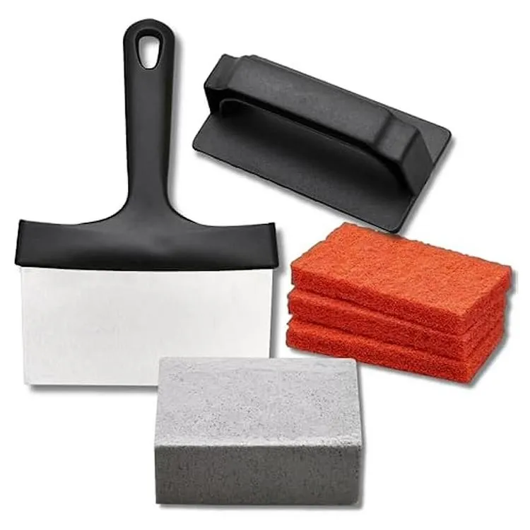 3 Piece Griddle Cleaning Kit with Grill Cleaner Liquid, Scraper