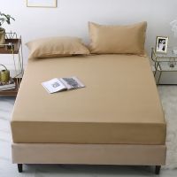 【CW】 Plain Bed Sheets Set 4-in-1 Fitted Sheet and Pillowcases Size